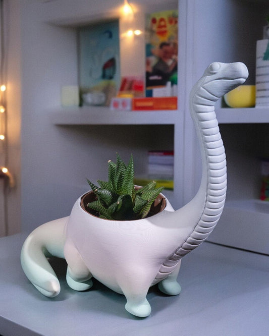 3D Printed Dinosaur Flower Pot — Cute Indoor Planter for Succulents & Small Plants, 6 Colors, Made to Order in Florida