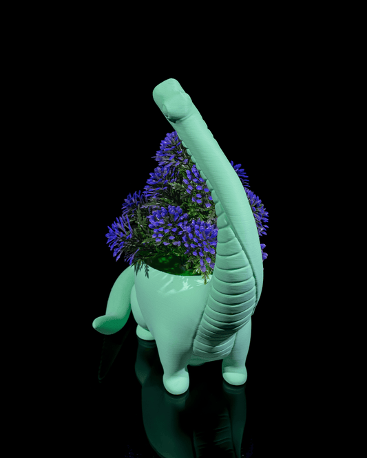 3D Printed Dinosaur Flower Pot — Style 2 Indoor Planter for Succulents & Small Plants, Made to Order in Florida