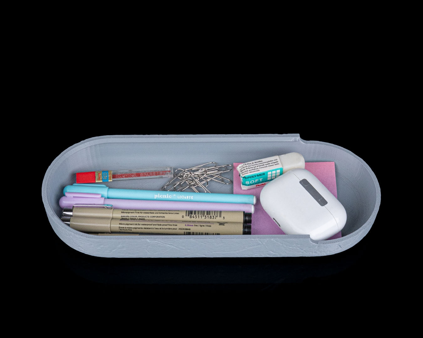 Raw concrete desk organizer