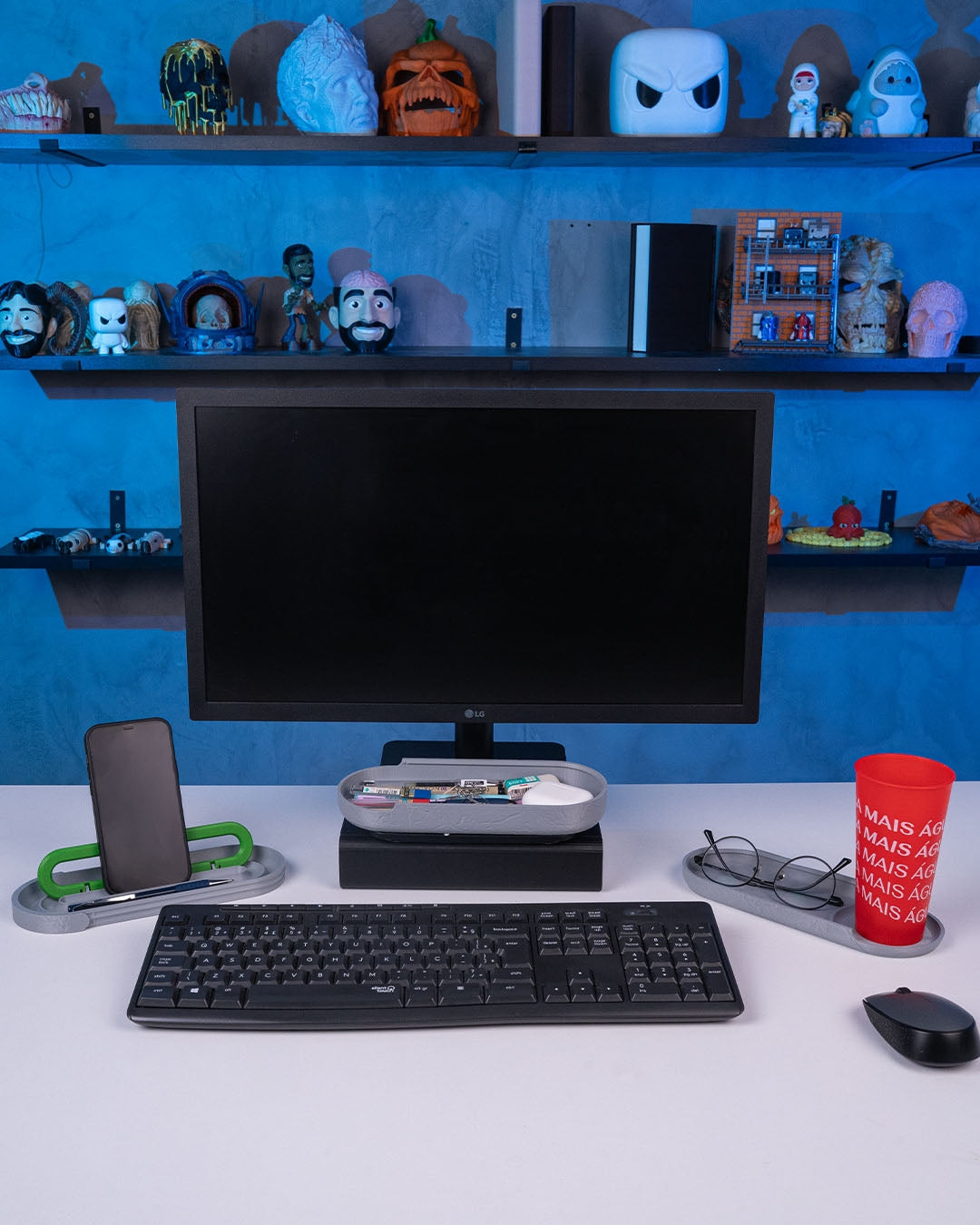 Raw concrete desk organizer